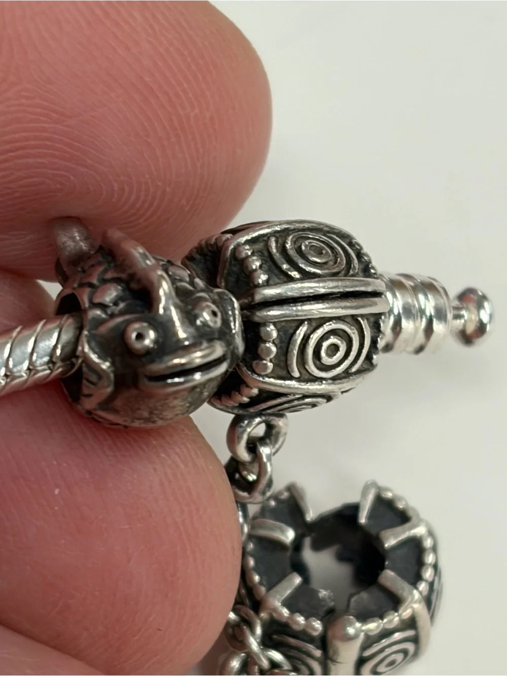 PANDORA Moments Sterling Silver Bracelet with Heart Clasp and charms